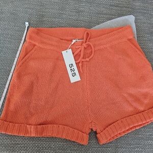 525 America Revolve Orange Knit Women's Shorts